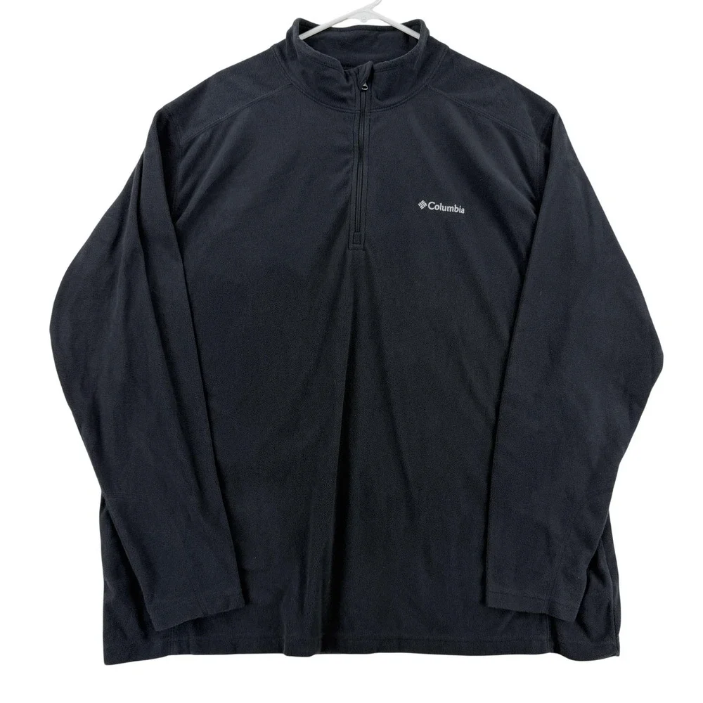 Columbia Pullover Mens 2XL Black Pine Ridge Half Zip Long Sleeve Fleece Top NWT